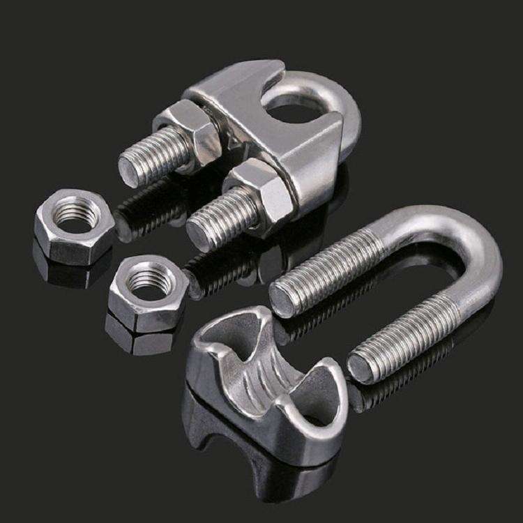 2 PCS Stainless Steel Clip U-shaped Wire Rope Card Head Rope Wire Rope Rolling Head Buckle, Speci...