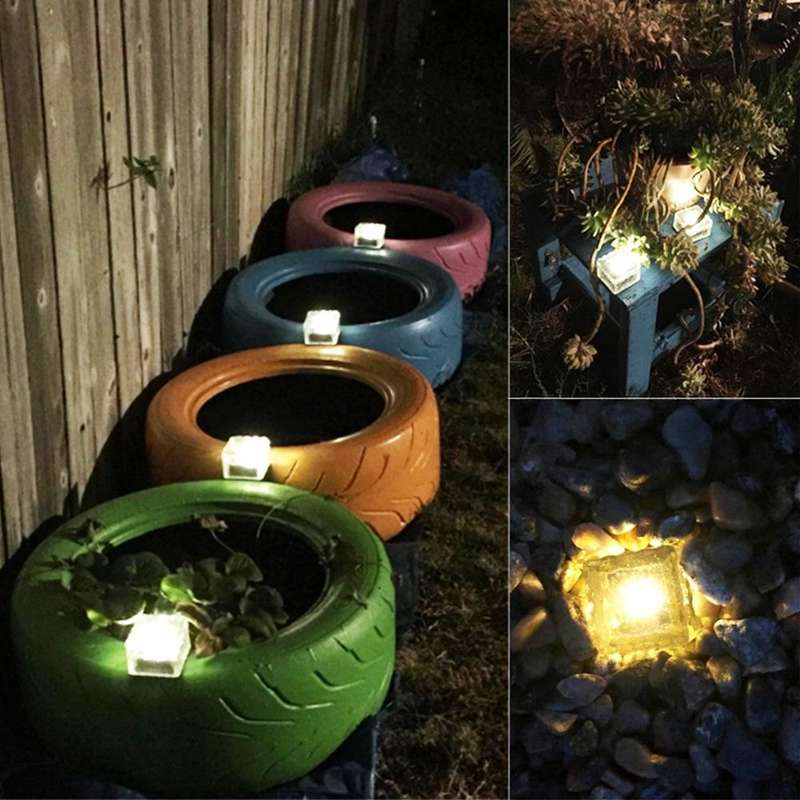 Solar Powered Square Tempered Glass Outdoor LED Buried Light Garden Decoration Lamp IP55 Waterpro...