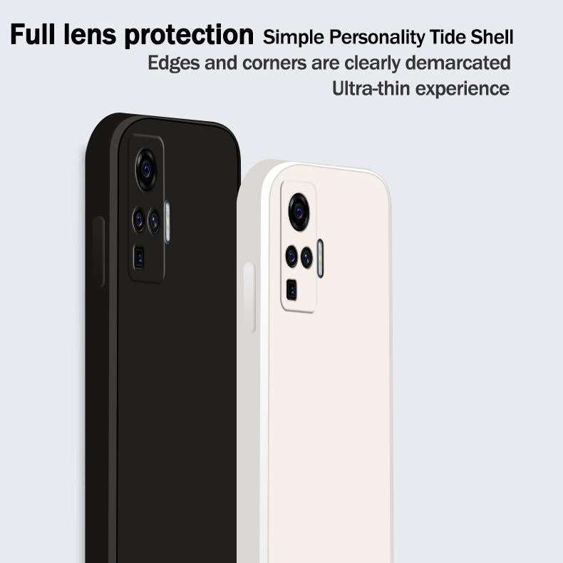 For vivo X50 Pro Solid Color Imitation Liquid Silicone Straight Edge Dropproof Full Coverage Prot...