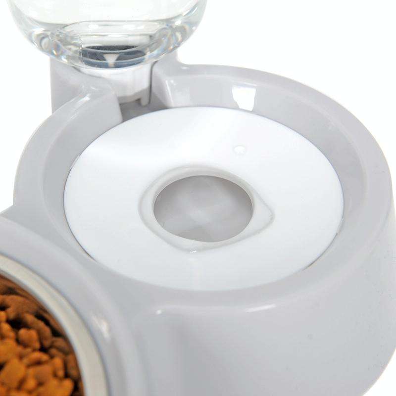Pet Supplies Automatic Waterer Cat and Dog Food Bowl Double Bowl(Gray)