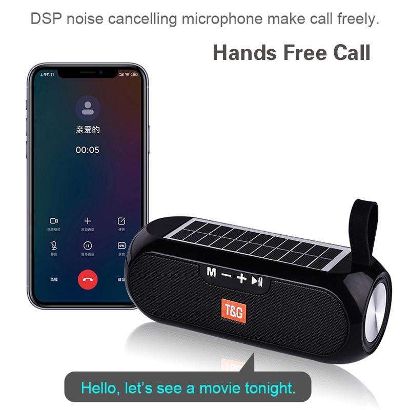 T&G TG182 Portable Column Wireless Stereo Music Box Solar Power waterproof USB AUX FM radio super...