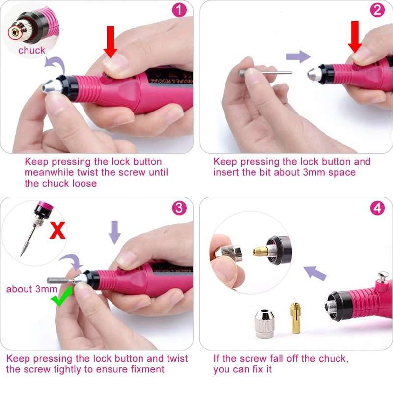 Mini Nail Machine, Variable Speed Rotary Detail Carver(Red)