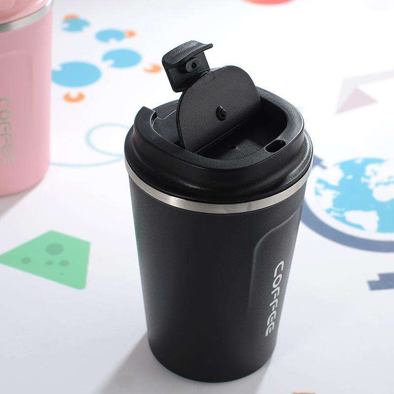 Double Stainless steel 304 Coffee Mug Car Thermos Mug Travel Thermo Cup 380ml(White)