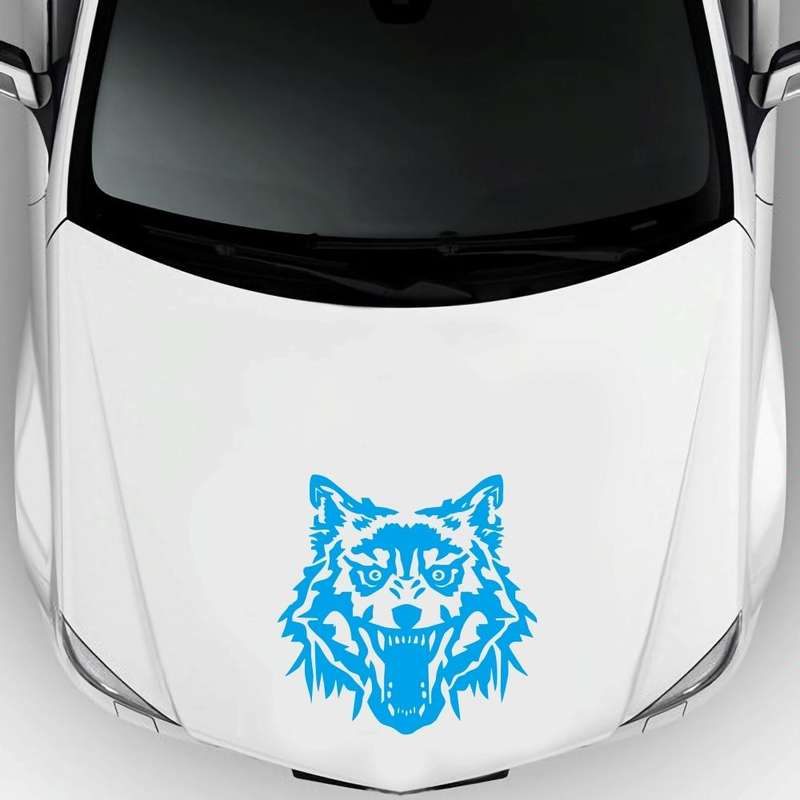 2 PCS/Set D-218 Wolf Totem Pattern Car Modified Decorative Sticker(Blue)