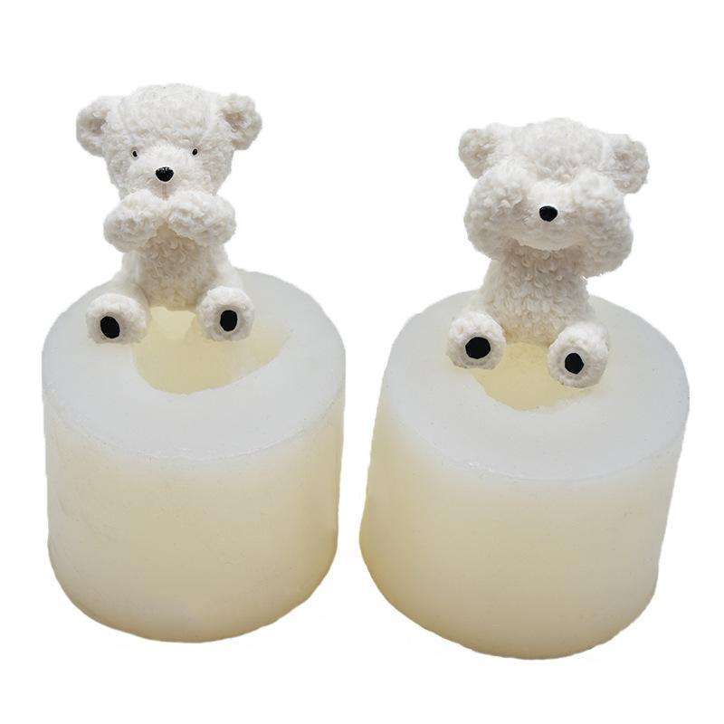 DIY Stereo Bear Aroma Cake Baking Silicone Mold(With Tail Covering Eyes Bear)