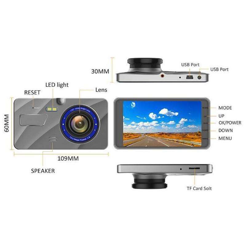 X96 4 inch 2.5D Full HD 1080P Multi-functional Smart Car Dual Lens Video Record Camera Support TF...