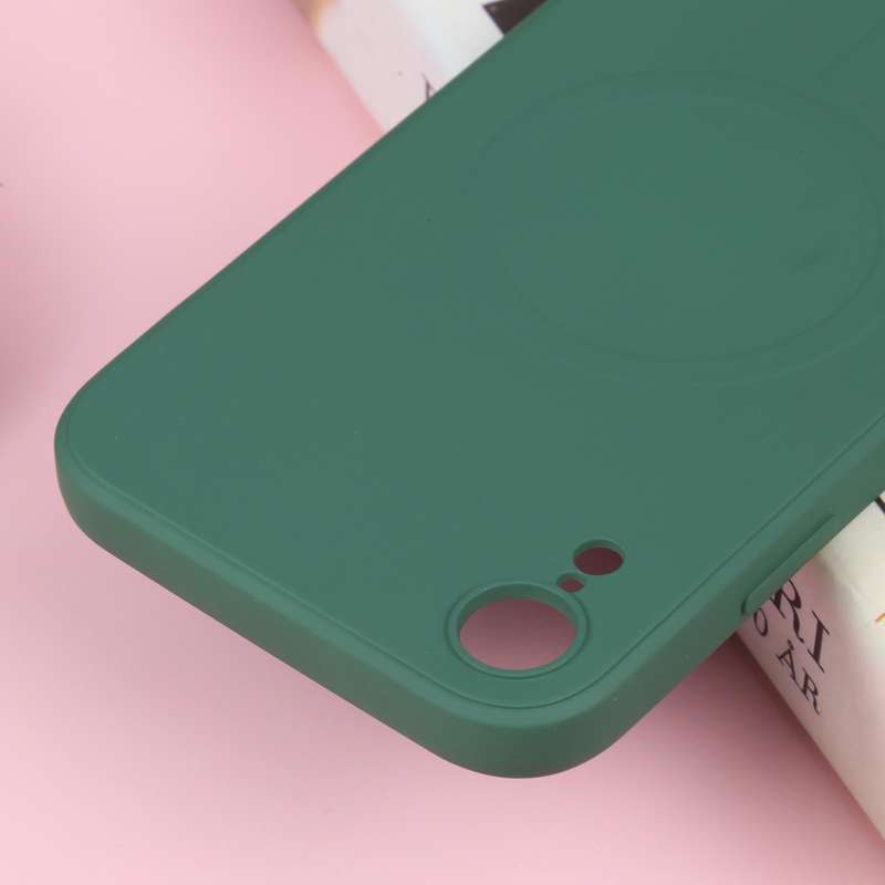 For iPhone XR Liquid Silicone Full Coverage Shockproof Magsafe Phone Case(Deep Green)