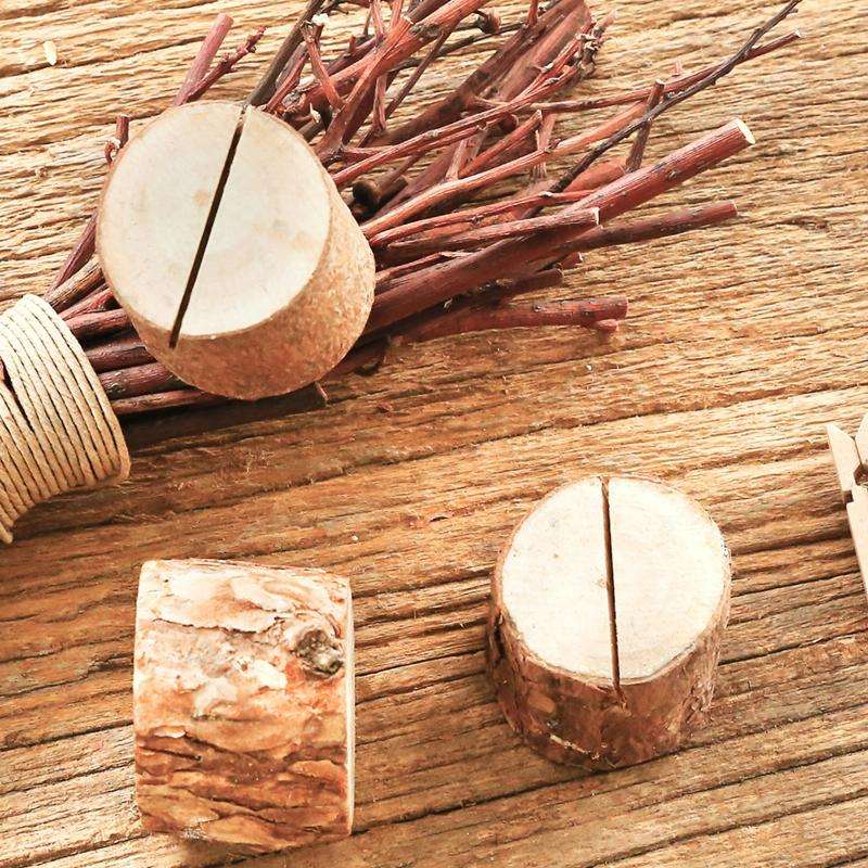 Wooden Stump Shape Wedding Party Reception Place Card Holder Stand Number Name Table Menu Picture...