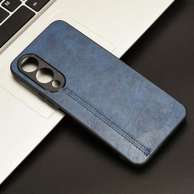 For vivo Y17s 4G Global Cow Pattern Sewing Back Cover Phone Case(Blue)