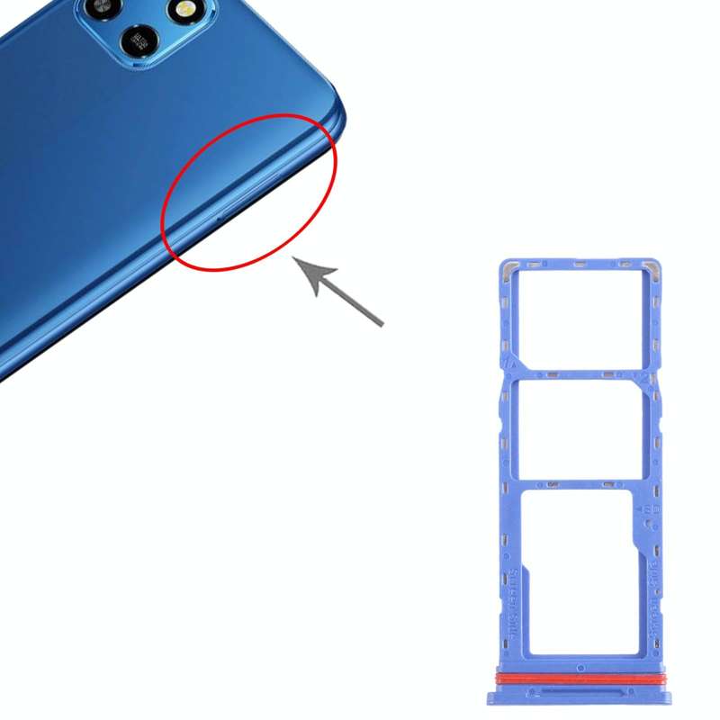 For Infinix Smart 6 HD X6512 SIM Card Tray + SIM Card Tray + Micro SD Card Tray (Dark Blue)