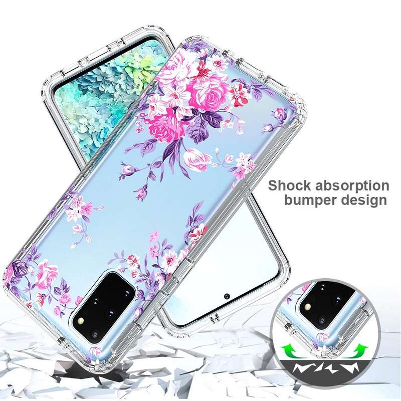 For Samsung Galaxy S20+ 2 in 1 High Transparent Painted Shockproof PC + TPU Protective Case(Rose)