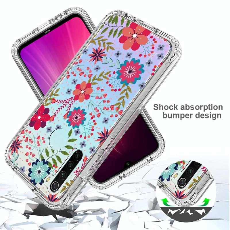 For Xiaomi Redmi Note 8 PC+TPU Transparent Painted Phone Case(Small Floral)