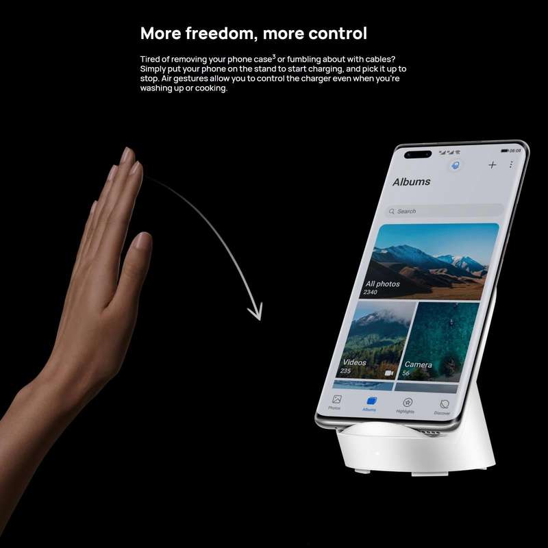 Original Huawei CP62R 50W Max Qi Standard Super Fast Charging Vertical Wireless Charger Stand (Wh...
