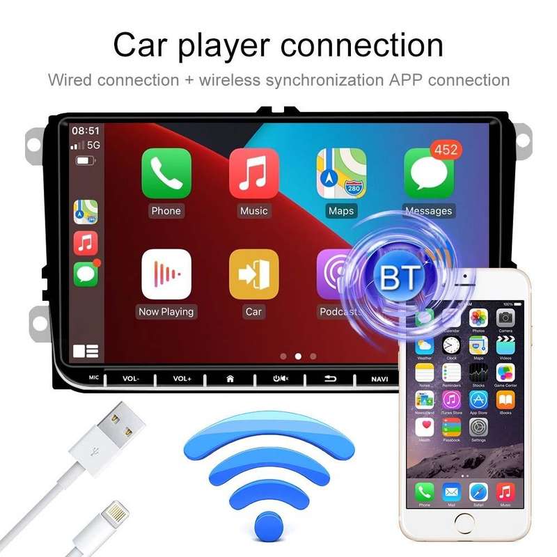 A2743 For Volkswagen 1+16G 9-inch Central Control Large Screen With Carplay Car Android10.0 Navig...