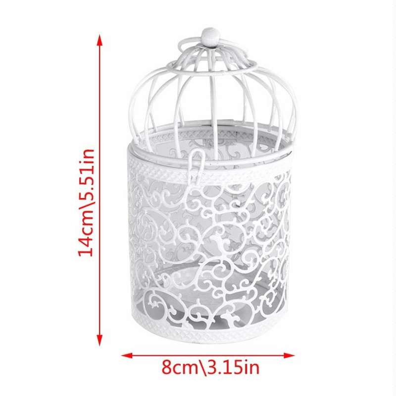 Antique Creative Bird Cage Candlestick Wrought Iron Ornaments Hollow Flower Pattern Home Decorati...