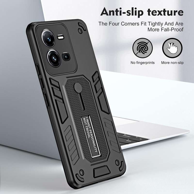 For vivo V25 5G / V25e Variety Brave Armor Finger Loop Holder Phone Case(Black)