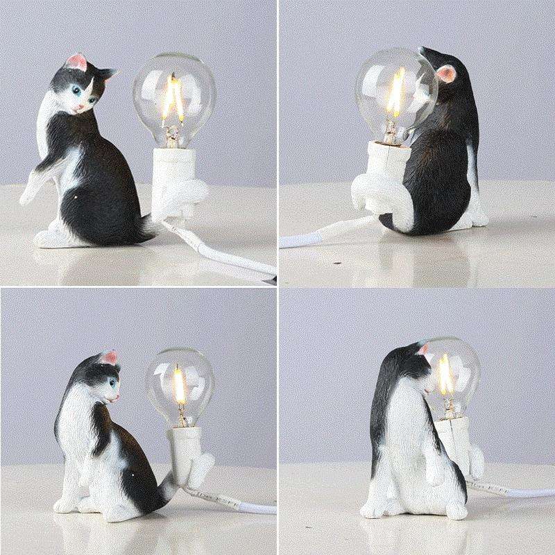 Cat Light Animal Table Lamp Mini Night Light, Power Plug:UK Plug(Look at the Tail)