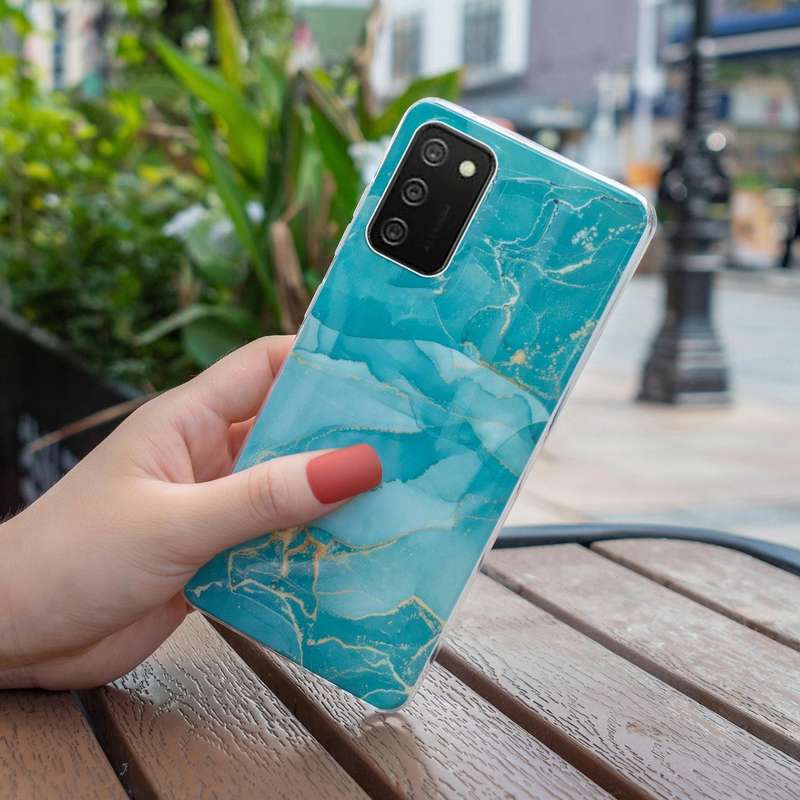 For Samsung Galaxy A02s IMD Marble Pattern TPU Phone Case(Green)