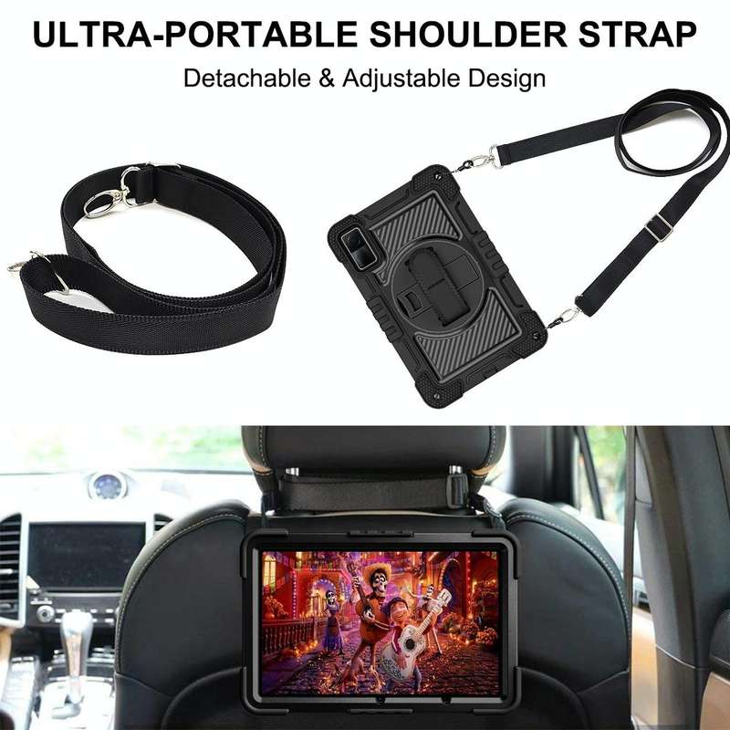 For Xiaomi Redmi Pad 10.61 360 Degree Rotation PC Contrast Silicone Tablet Case(Black)