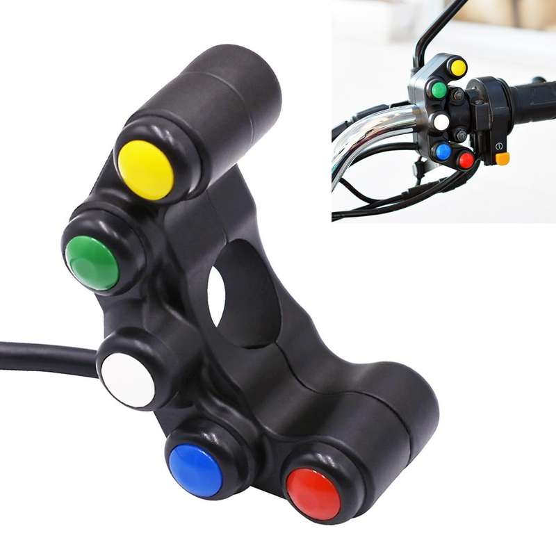 Motorcycle Headlight Auxiliary Light Horn Switches Aluminum Alloy Five-position Faucet Switches w...