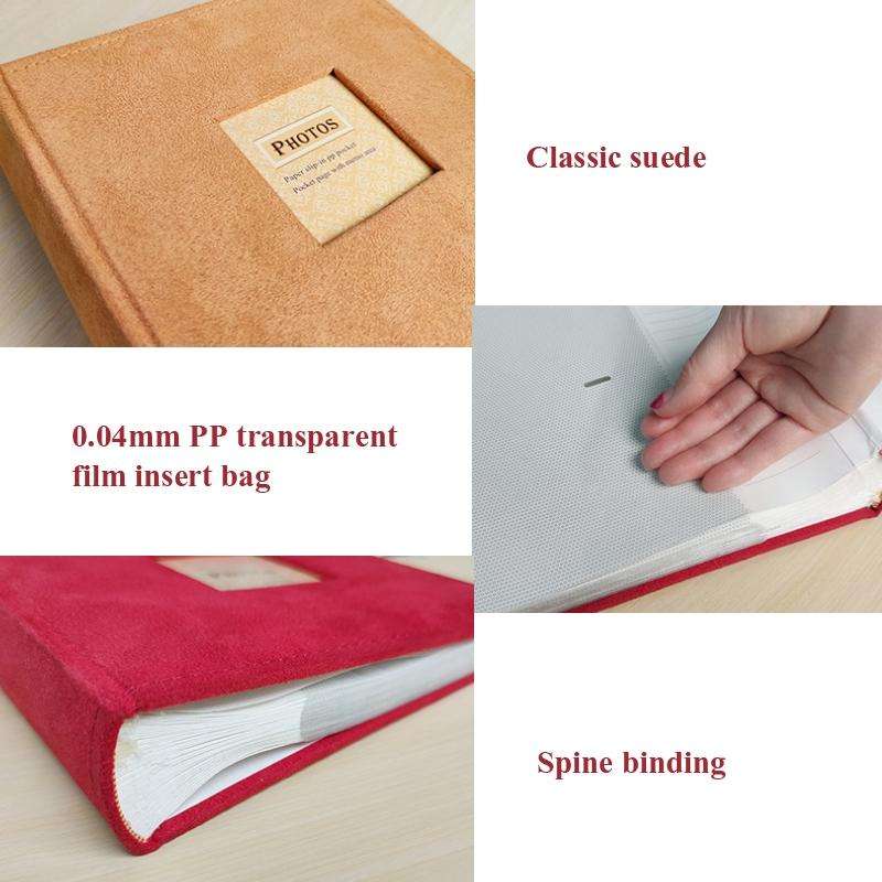 6 Inch 200 Sheets Flannel Retro Photo Album Interstitial Photo Storage Book(Green)
