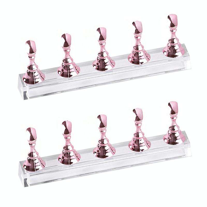 2 PCS Nail Art Chessboard Holder Nail Sheet Acrylic Base Practice Stand(Pink)