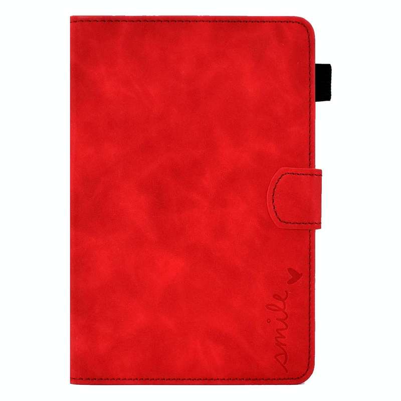 For iPad mini 5/4/3/2/1 Embossed Smile Flip Tablet Leather Smart Case(Red)