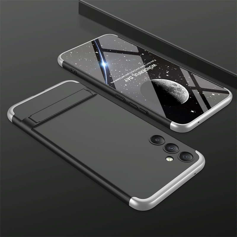 For Samsung Galaxy A34 5G GKK Three Stage Splicing Full Coverage PC Phone Case(Black Silver)