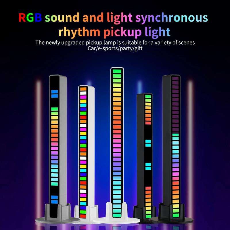 RGB Sound-controlled Rhythmic Response Lights Music Ambient LED Pick-up Lights Charging(16 Light+...