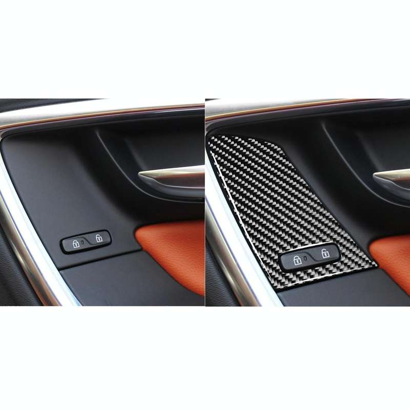 4 PCS Car Carbon Fiber Window Lifting Button Decorative Stickers for Volvo V60 / XC60 2010-2017 /...