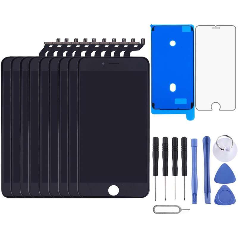 10 PCS TFT LCD Screen for iPhone 6s Plus Digitizer Full Assembly with Frame (Black)