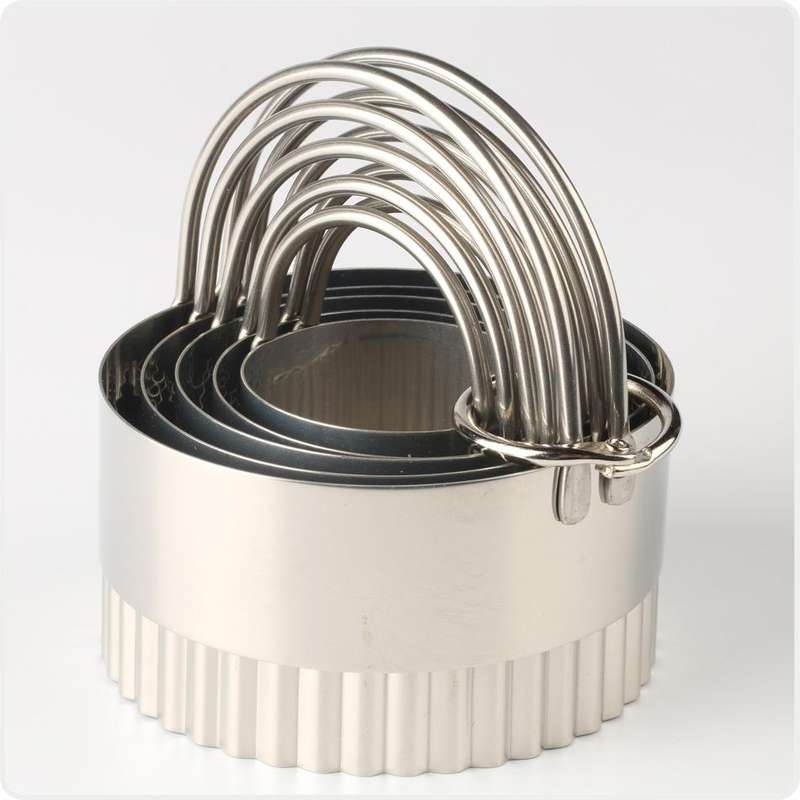 5 in 1 Stainless Steel Circular Wave Pattern Biscuit Cutter Set With Handle Fondant Tool Diameter...