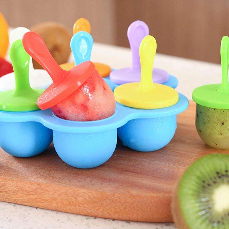 Silicone Mini Ice Pops Mold Ice Cream Ball Lolly Maker Popsicle Molds Baby DIY Food Supplement To...