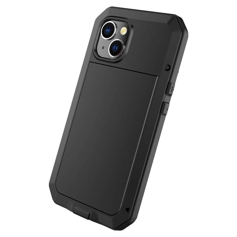 For iPhone 14 Plus Shockproof Waterproof Silicone + Zinc Alloy Case (Black)
