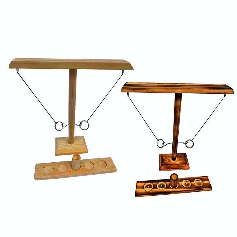 Wooden Ring Toss Game Bar Family Table Throwing Game(Wood Color)