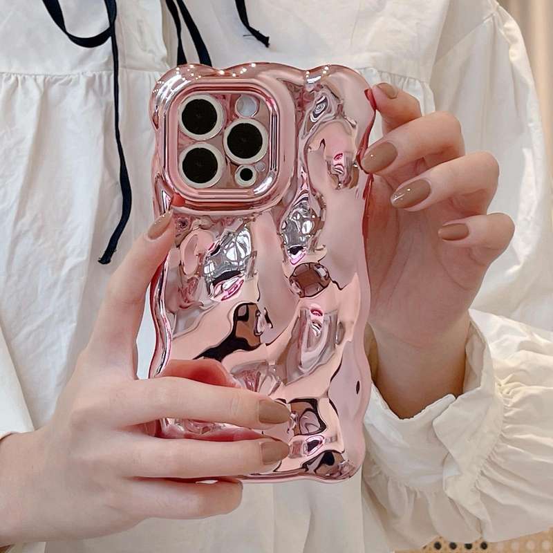 For iPhone 15 Pro Wave Bubbles TPU Phone Case(Painted Pink)