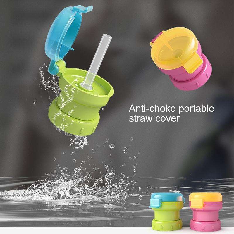 Children Portable Bottled Drinks Anti-overflow Anti-squash Replacement Straw Cap(Red)