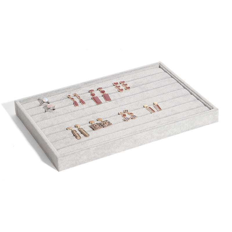 Suede Jewelry Storage Tray Necklace Pendant Bracelet Bangle Display Case, Size: Ring Tray(Grey)