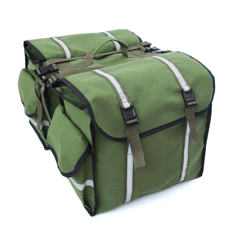 Waterproof Canvas Bicycle Saddle Bag Backpack Motorcycle Bag(Green)