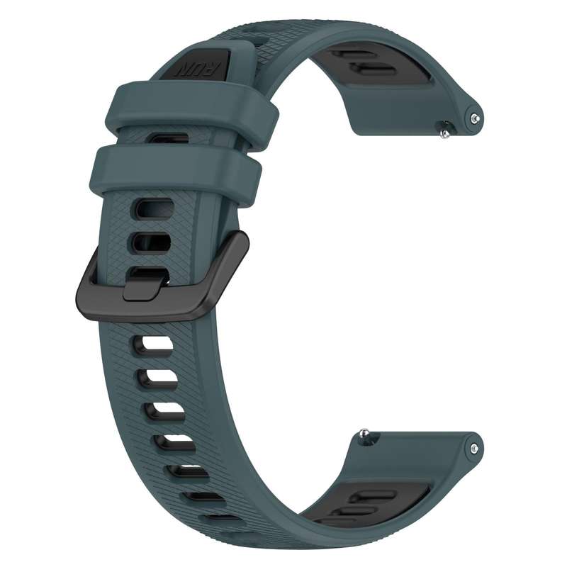 For SUUNTO 5 Peak 22mm Sports Two-Color Silicone Watch Band(Olive Green+Black)