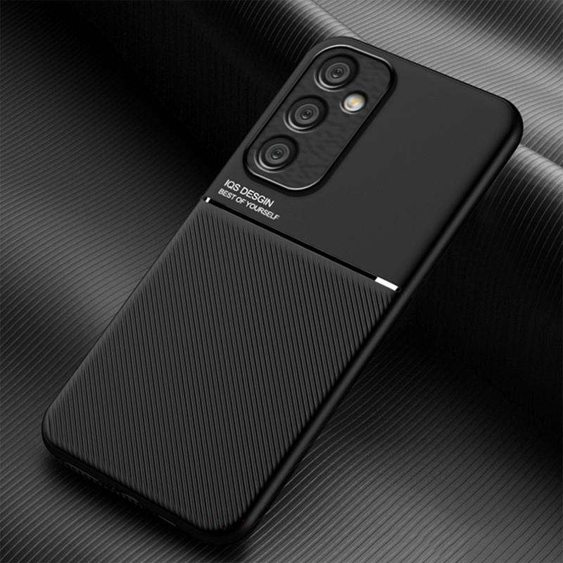 For Samsung Galaxy A35 5G Classic Tilt Strip Grain Magnetic Shockproof PC + TPU Phone Case(Black)