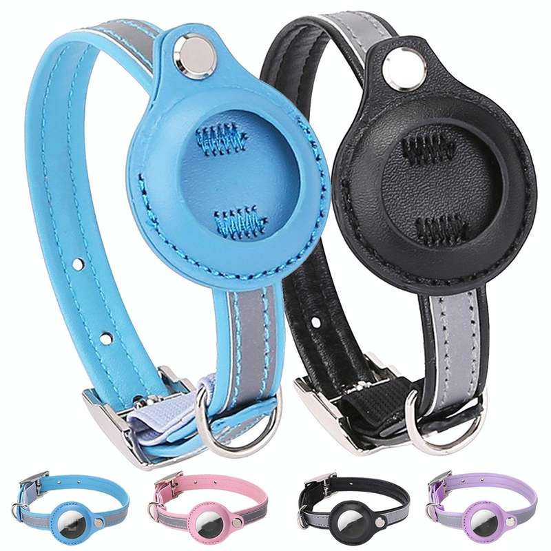 For Airtag Tracker Protective Cover Pet PU Collar, Specification: S(Purple)