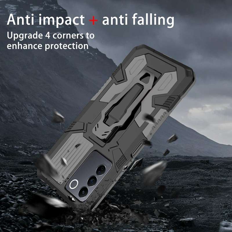 For vivo V27 Armor Warrior Shockproof PC + TPU Phone Case(Grey)