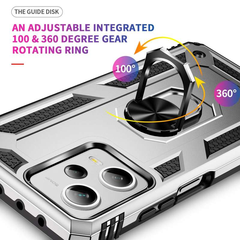 For Xiaomi Redmi Note 12 Pro+ Shockproof TPU + PC Phone Case with Holder(Silver)