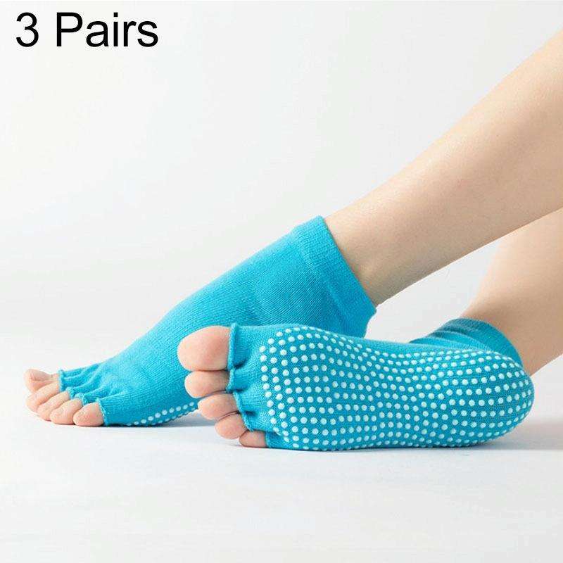 3 Pair Open-Toe Yoga Socks Indoor Sports Non-Slip Five-Finger Dance Socks, Size: One Size(Pure Co...