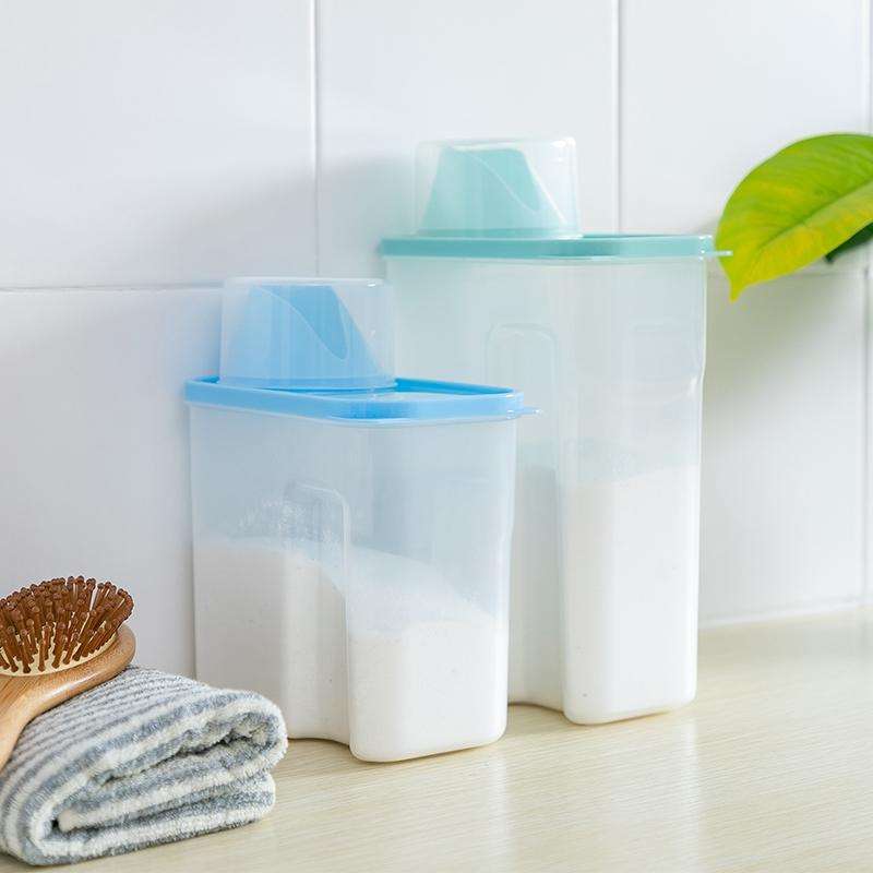 2L Household Plastic Transparent Washing Powder Storage Box Storage Container(Blue)