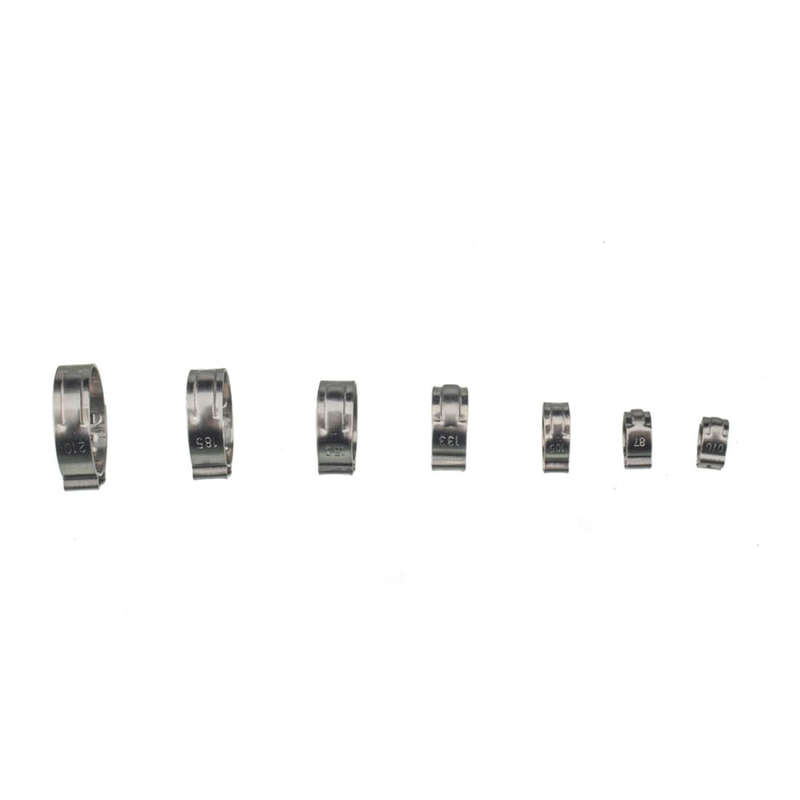128 PCS Adjustable Single Ear Plus Stainless Steel Hydraulic Hose Clamps O-Clips Pipe Fuel Air In...