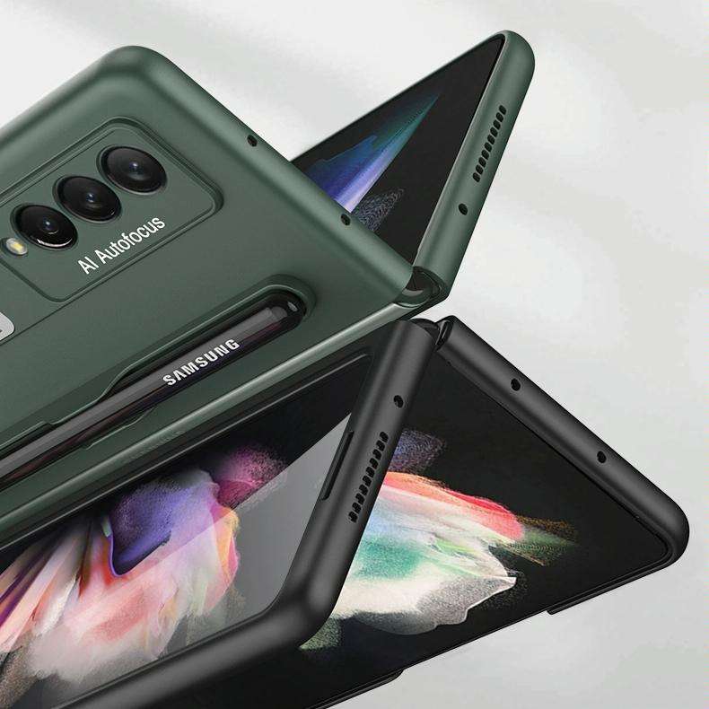 For Samsung Galaxy Z Fold3 5G GKK Ultra-thin PC Phone Flip Case with Holder & Pen Slot(Grey)