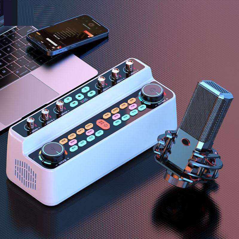S18 Family KTV Desktop Live Special Sound Card Audio All-In-One Phone Singing Karaoke Microphone ...