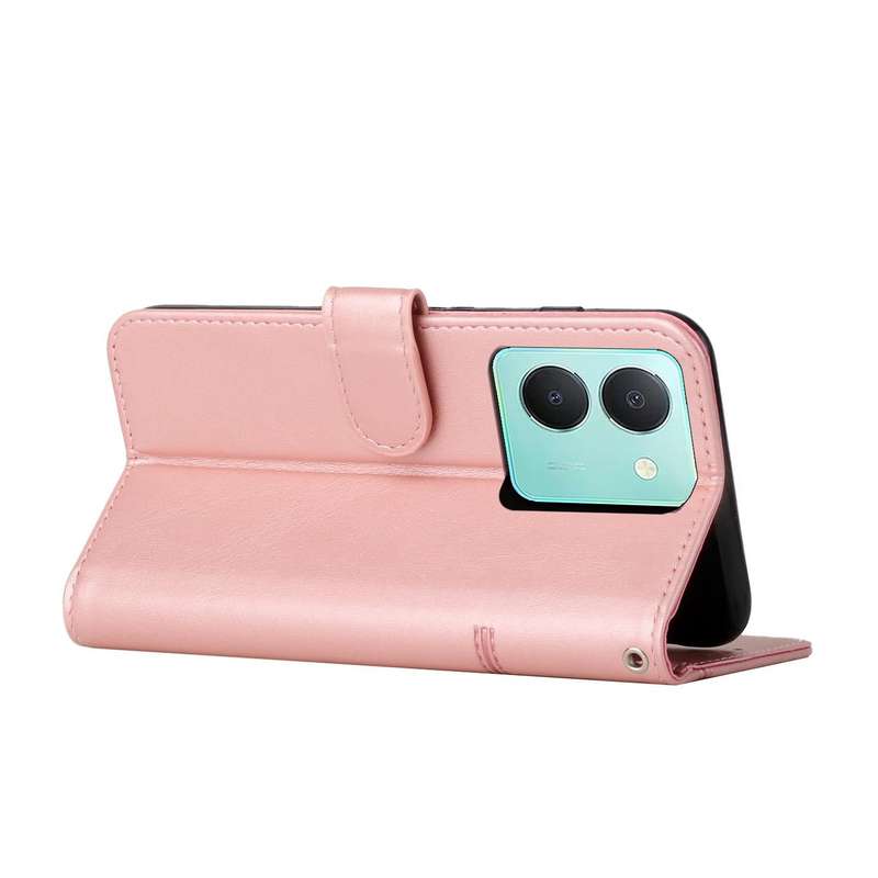 For vivo Y78 5G / Y36 Stitching Calf Texture Buckle Leather Phone Case(Pink)